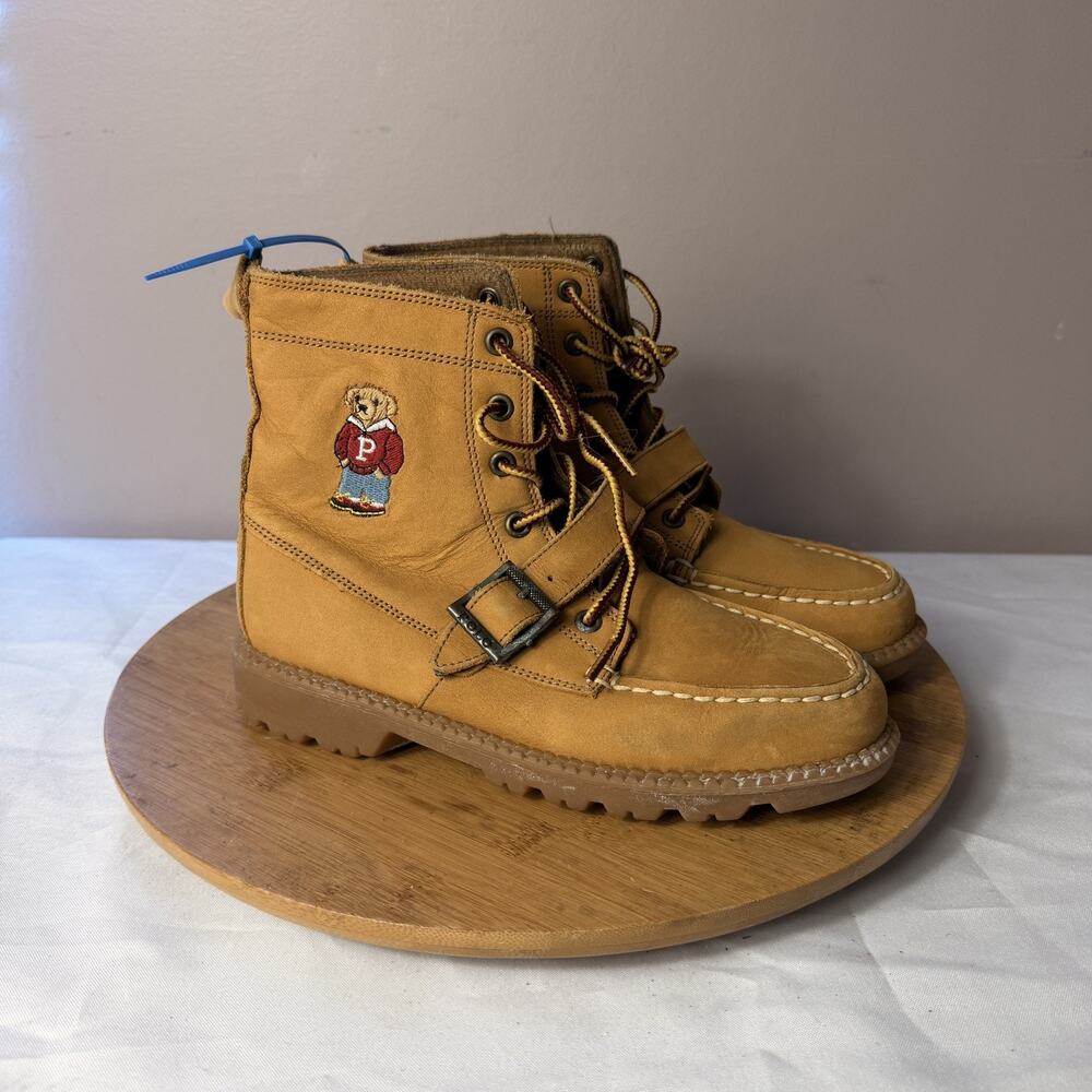 Polo Bear Ralph Lauren Boy's Size 4 Leather Ranger Hiking Boots!